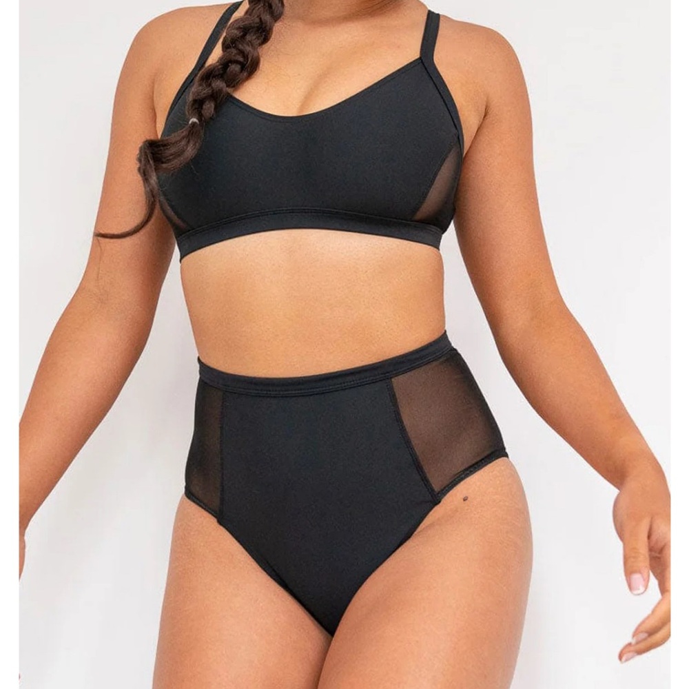 LUNALAE BELLANI BOTTOM - MESH PANELLED HIGH WAIST BOTTOM —US SIZE 6